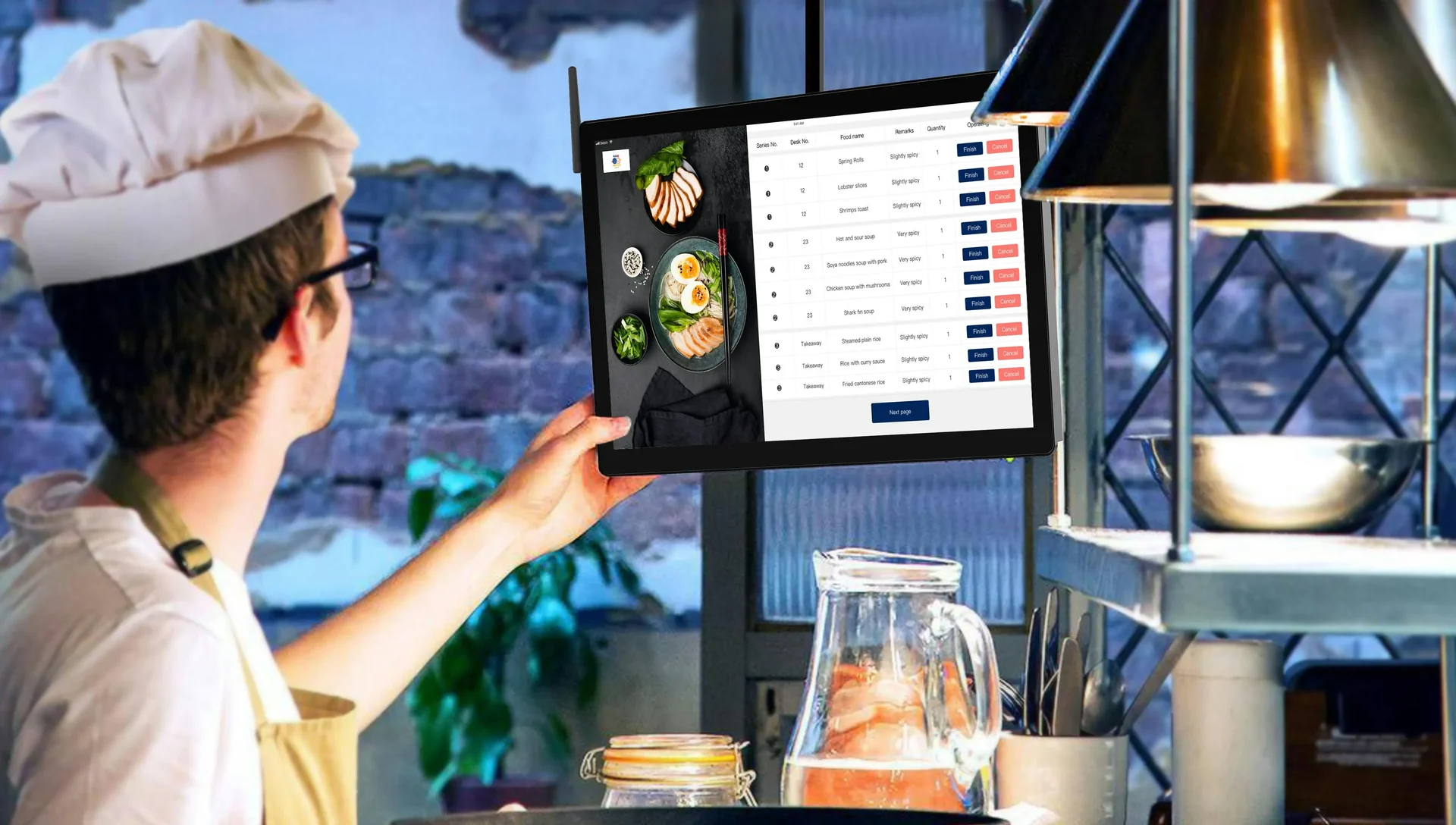 Handheld POS order synced to kitchen display