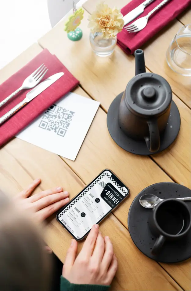 Mobile QR ordering and payment interface